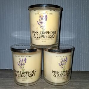 Bath & Body Works Pink Lavender & Espresso Candle Set Of 3!!